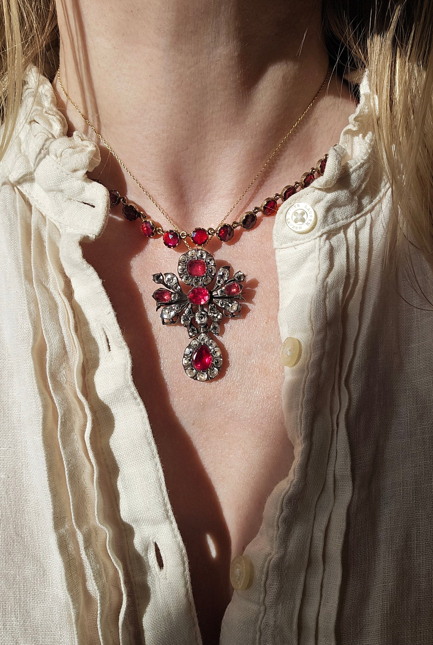 Red and white paste pendant from the Georgian era