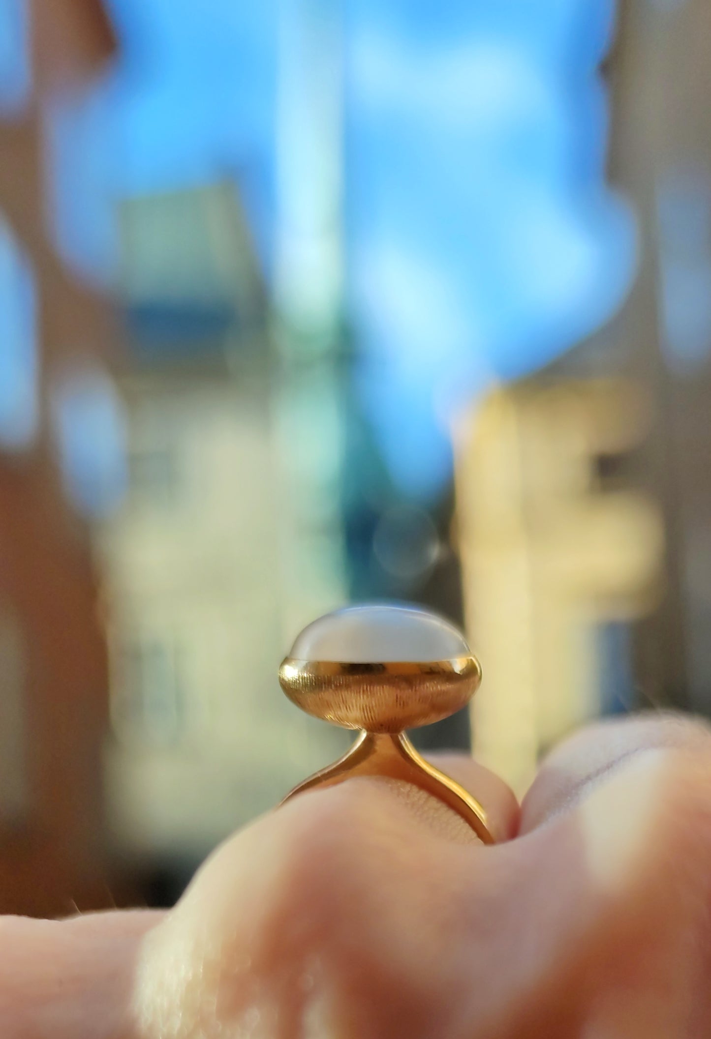 Moonstone modernist tulip ring
