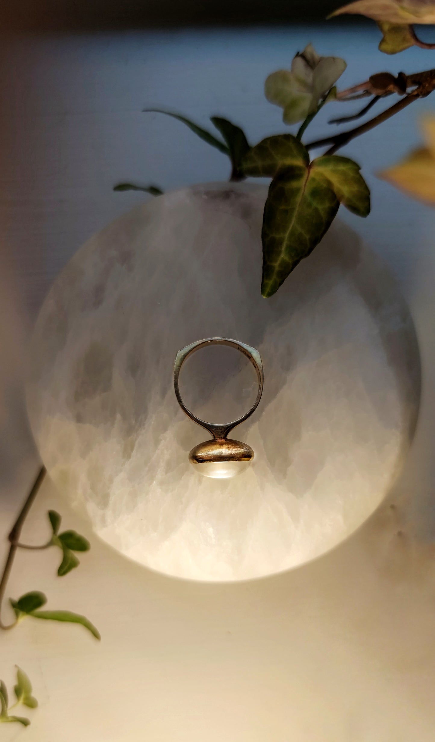 Moonstone modernist tulip ring