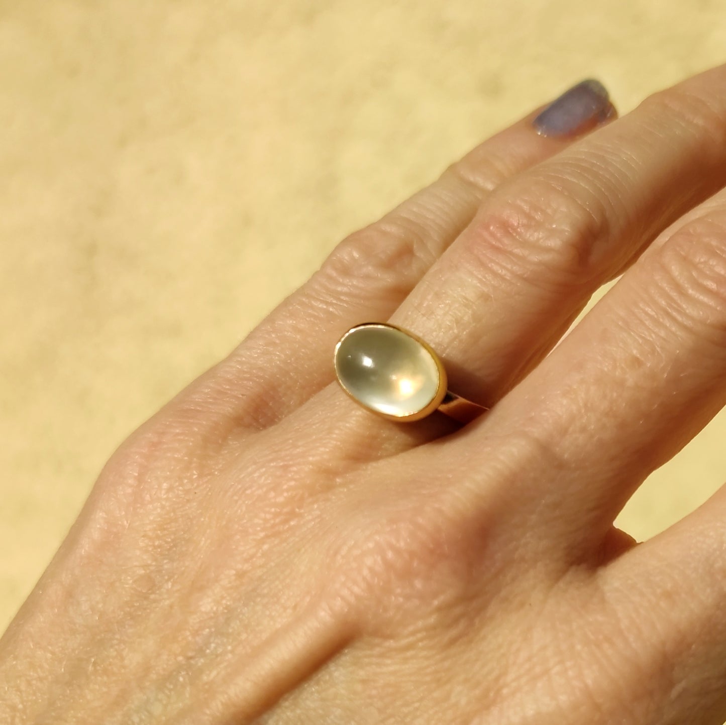 Moonstone modernist tulip ring