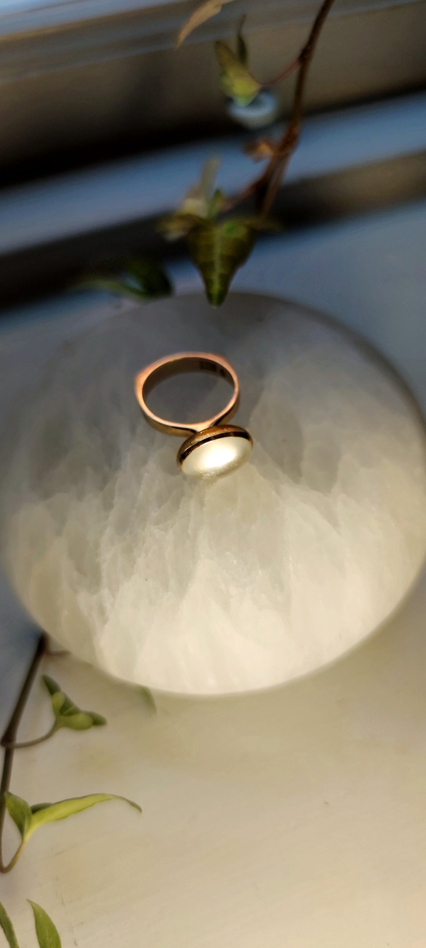 Moonstone modernist tulip ring