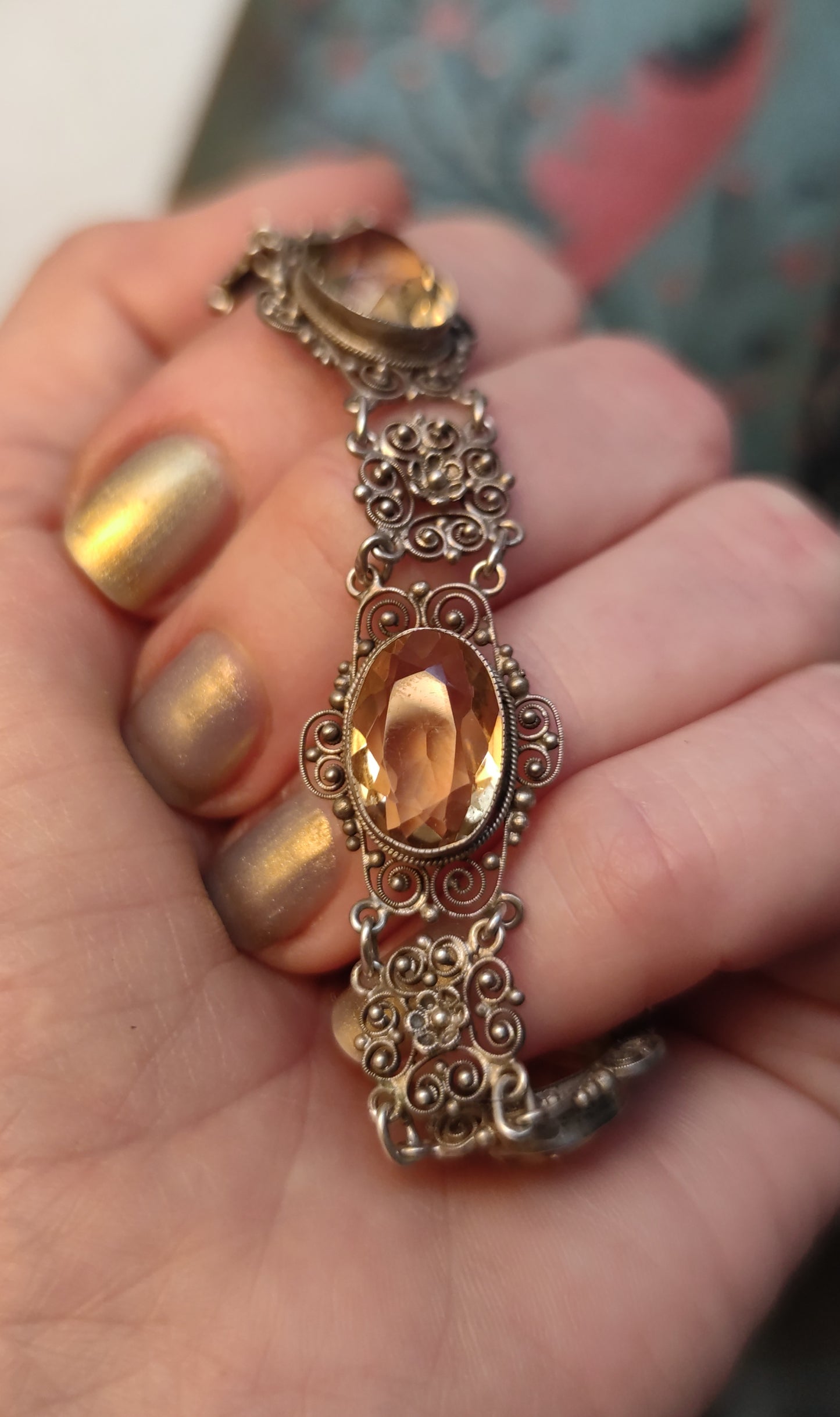 Filigree bracelet from Florence with citrines.