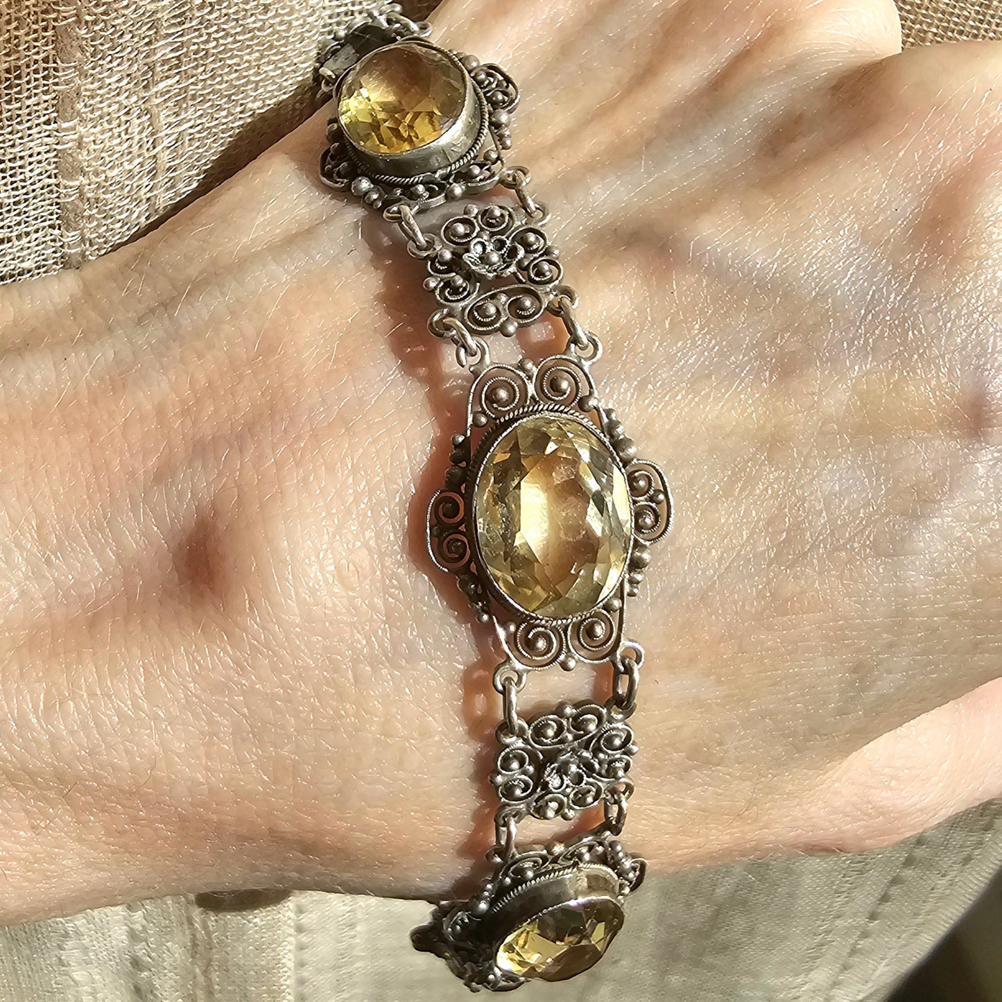 Filigree bracelet from Florence with citrines.