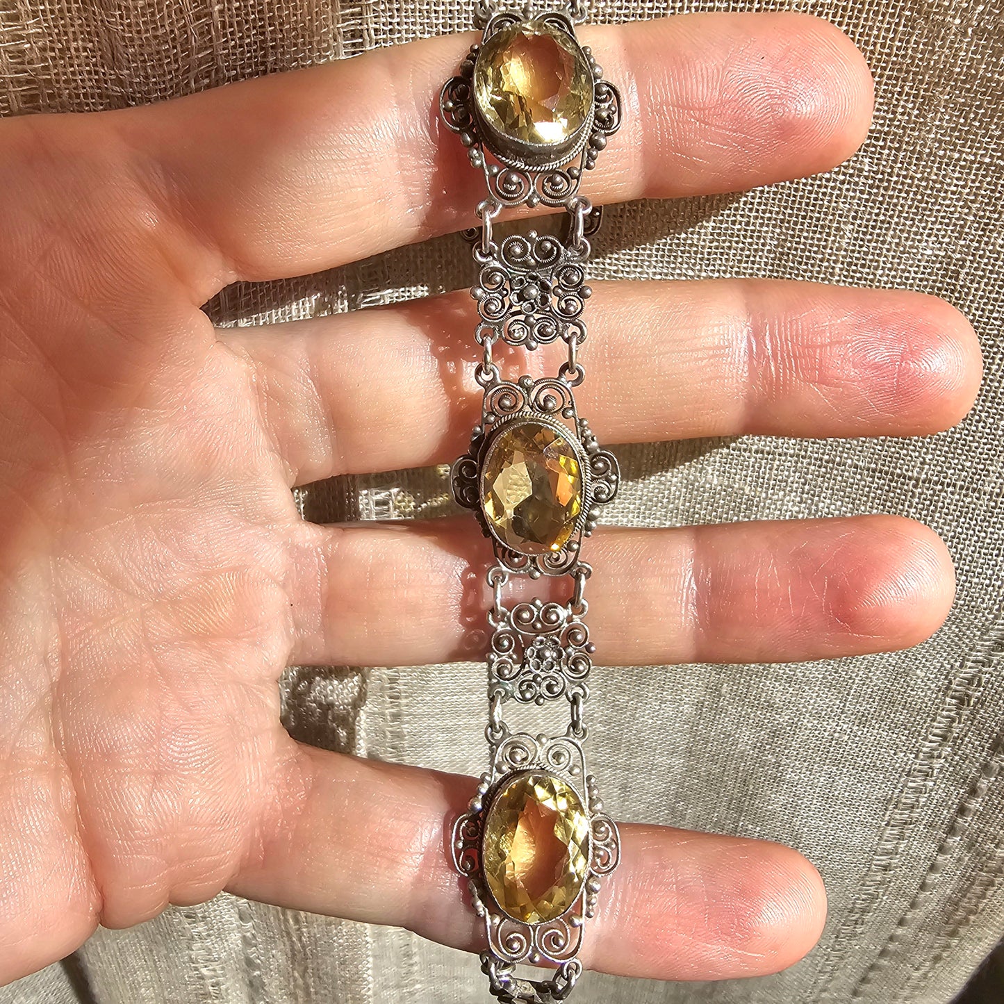 Filigree bracelet from Florence with citrines.