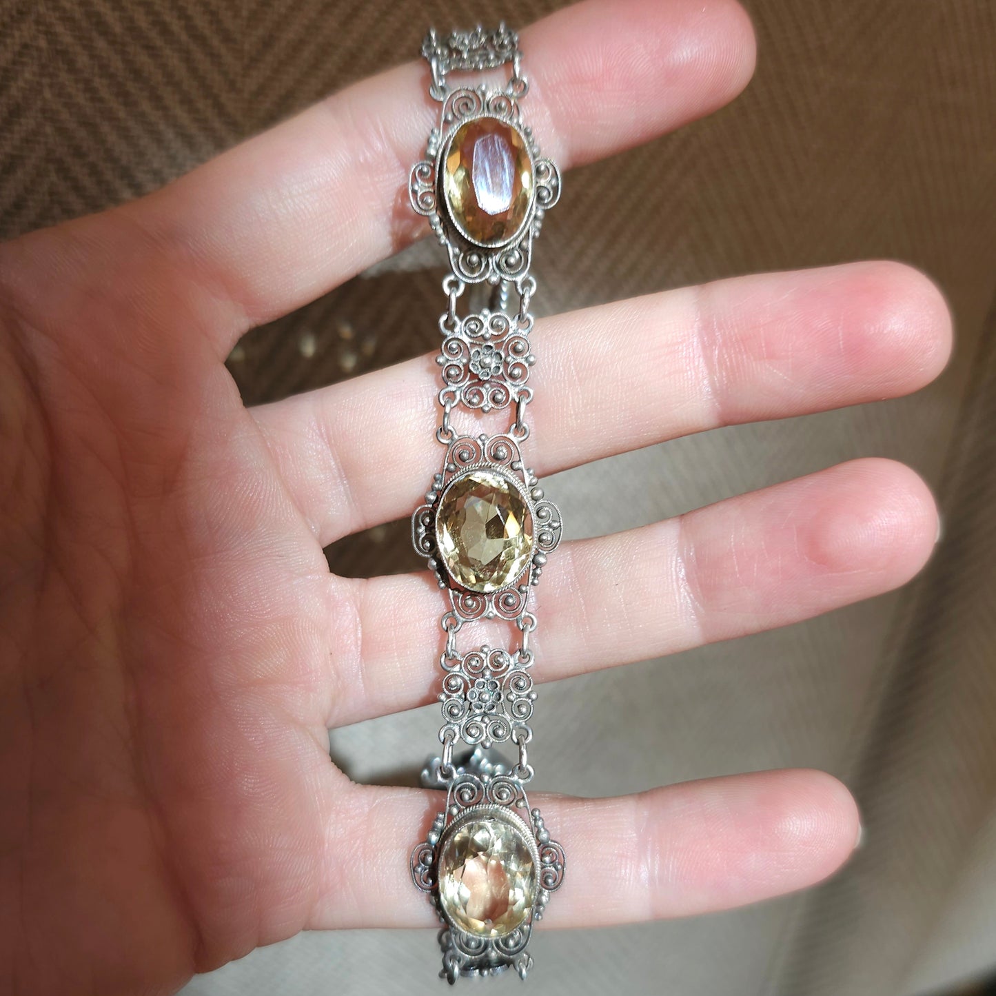 Filigree bracelet from Florence with citrines.