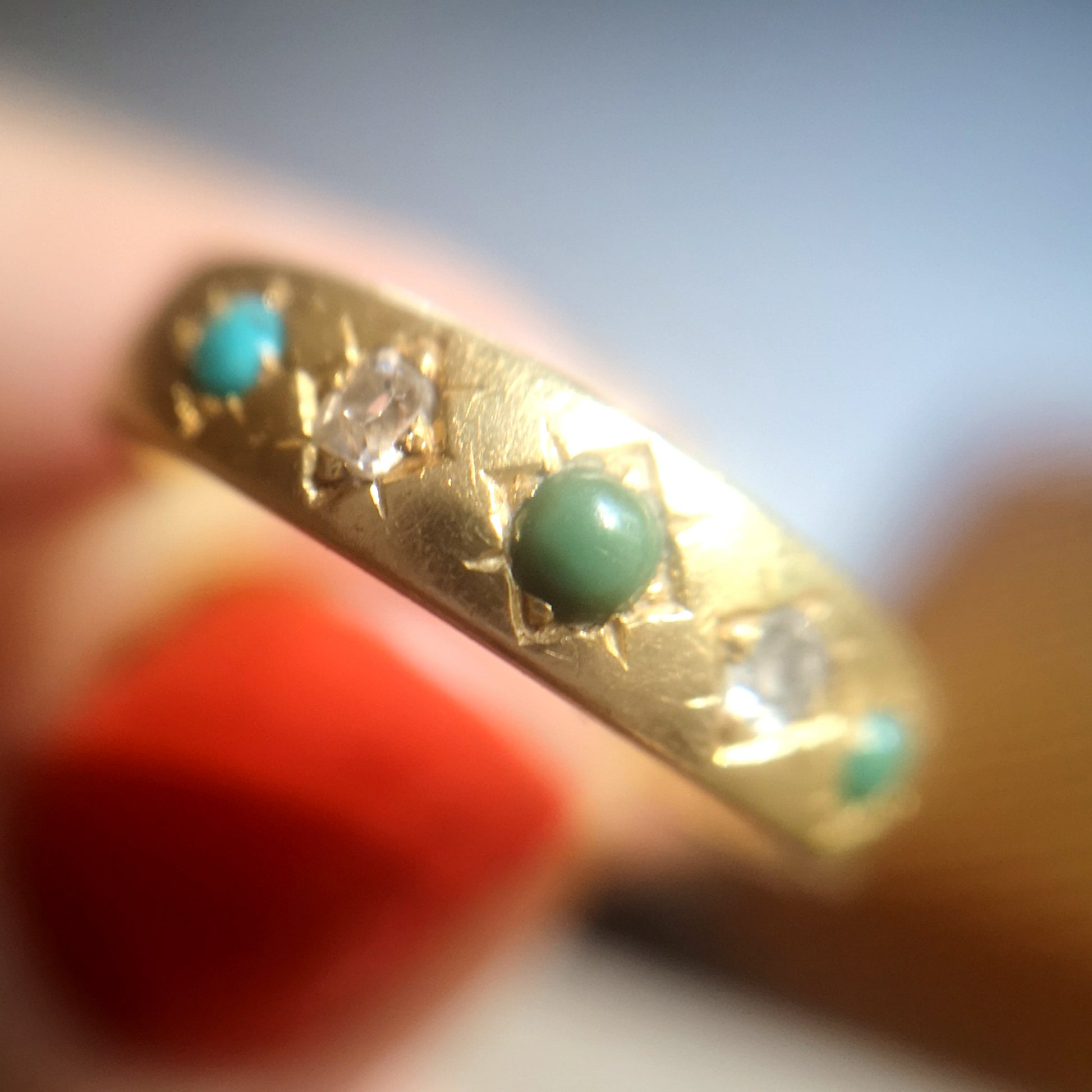 The Victorian diamond and turquoise band in 18 carat gold - Medea's Mix