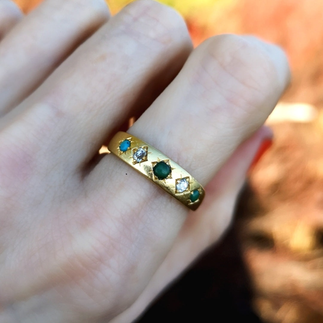 The Victorian diamond and turquoise band in 18 carat gold - Medea's Mix