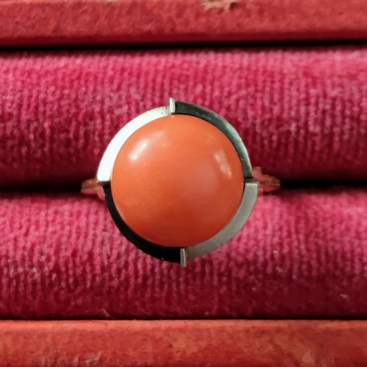 The coral Art Deco ring